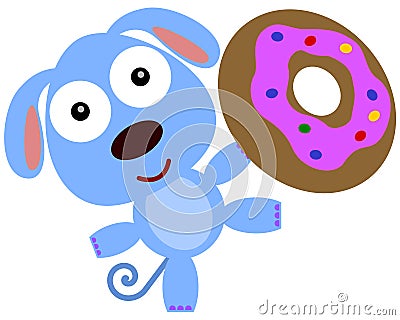 Dog's big donut Cartoon Illustration