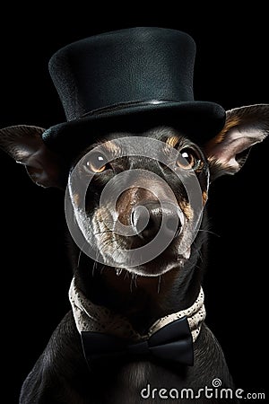 a Dog’s face with different expressions, emotions, and props like a top hat, sunglasses, or a bow tie, realistic AI-generated Stock Photo