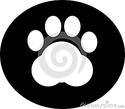 Dog`s footprints with blck background vector icon or logo Stock Photo