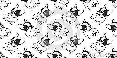 Dog seamless french bulldog vector pattern pug puppy isolated wallpaper background Vector Illustration