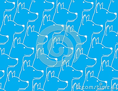 Dog Seamless Pattern vector puppy french bulldog hound wallpaper background isolated blue Cartoon Illustration