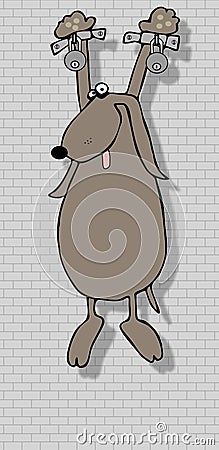 Dog In Shackles Cartoon Illustration