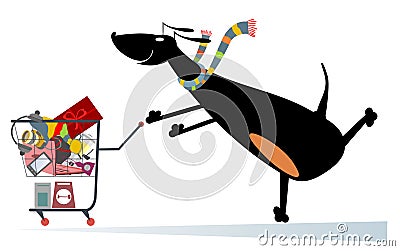 Dog is shopping Vector Illustration