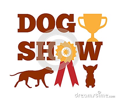 Dog Show Award with Ribbon Canine Animal Design Vector Illustration