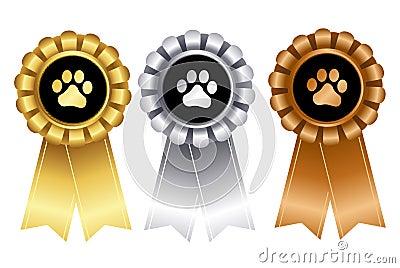 Dog show winner ribbon rosette Vector Illustration