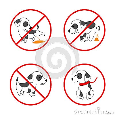 Dog signs. No pissing and pooping vector icon Vector Illustration