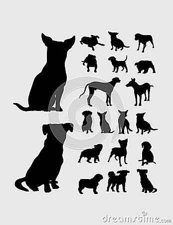 Dog Silgouettes Collection Vector Illustration