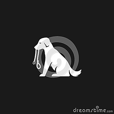 dog silhouette biting the dog collar Vector Illustration