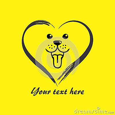 Dog logo in a heart shape - Pet shop - dog care Vector Illustration