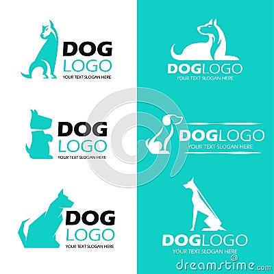 Dog sit logo , pet logo vector set design Vector Illustration