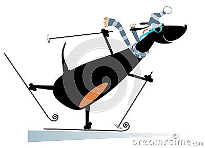 Dog a skier Vector Illustration