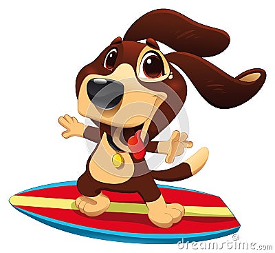 Dog with surf. Vector Illustration