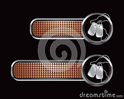 Dog tags on bronze checkered banners Vector Illustration