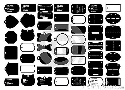 Dog tags set Vector Illustration