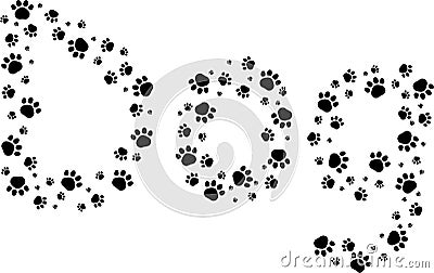 Dog text in paw prints Stock Photo