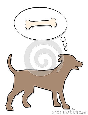 Dog Thinking Bone Thought Balloon Vector Illustration