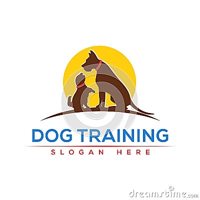 Dog training logo design template Vector Illustration