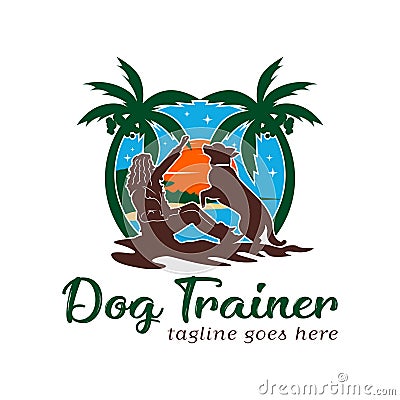 Dog training logo design template Vector Illustration