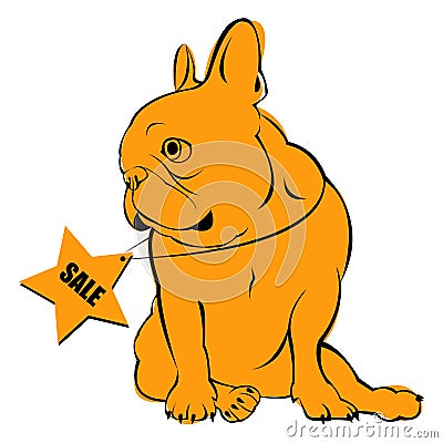 Dog vector breed cute pet animal bulldog french Vector Illustration