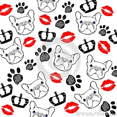 Dog vector breed cute pet animal bulldog french french bulldog Vector Illustration