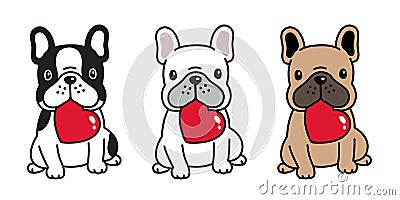 Dog vector french bulldog heart valentine cartoon character icon sitting smile logo breed illustration Cartoon Illustration