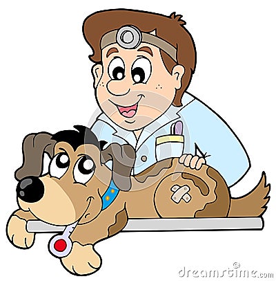 Dog at veterinarian Vector Illustration