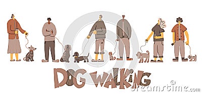 Dog walking. Human person with dog. Vector design Vector Illustration