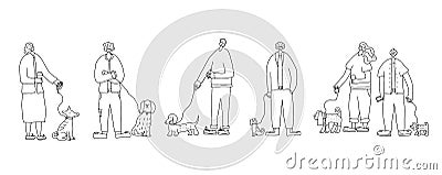 Dog walking. Human rerson with dog. Vector design Vector Illustration