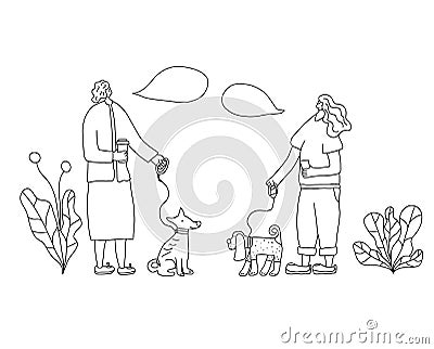 Dog walking. Human rerson with dog. Vector design Vector Illustration