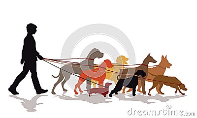 Dog walking service Vector Illustration