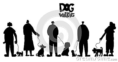 Dog walking. Human rerson with dog. Vector design Vector Illustration