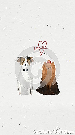 Dog wedding day mobile screen background Stock Photo