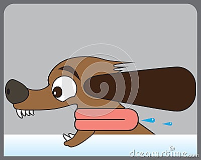 Dog in the Wind Vector Illustration