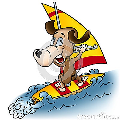 Dog Windsurfer Vector Illustration