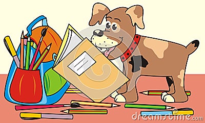 Dog and workbook, vector illustration Vector Illustration