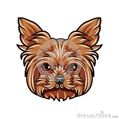 Dog Yorkshire terrier portrait. Dog breed. Dog face, muzzle, head. Vector. Vector Illustration