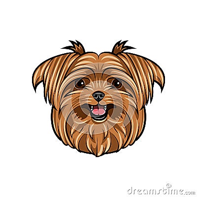 Dog Yorkshire terrier. Smiling cute dog. Dog breed. Yorkshire Terrier portrait. Vector. Vector Illustration