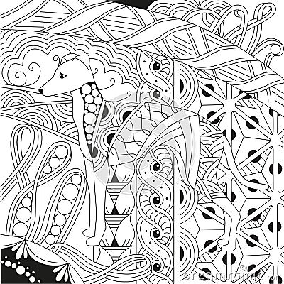 Dog zentangle styled with clean lines for coloring book for anti stress, T - shirt design, tattoo and other decorations Vector Illustration