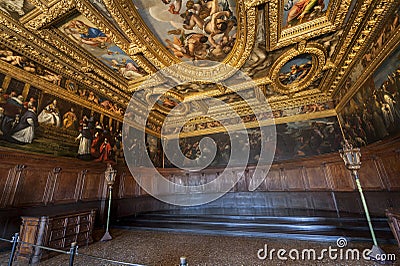 Doge Palace Ceiling Editorial Stock Photo