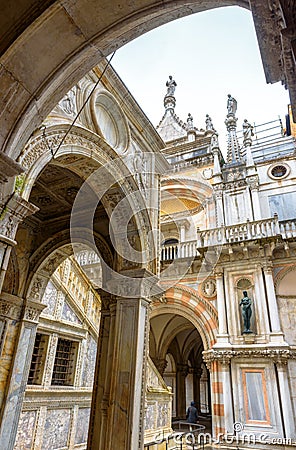 Doge`s Palace or Palazzo Ducale, Venice, Italy. It is one of the top landmarks of Venice. Beautiful Renaissance architecture of Editorial Stock Photo