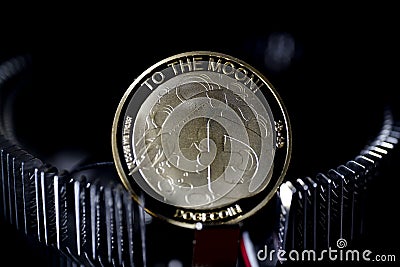Dogecoin coins Editorial Stock Photo