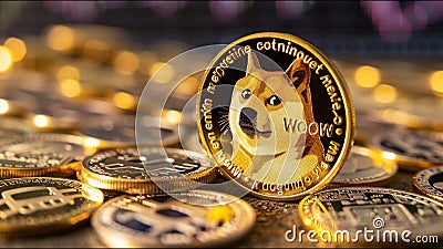 Dogecoin Crypto Bitcoin Altcoin Cute Dog Doge Shiba Inu Currency Stock Photo