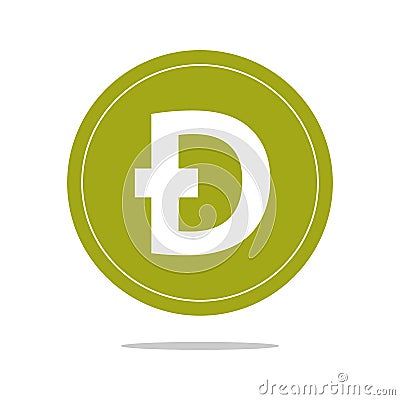 Dogecoin DOGE cryptocurrency icon. Vector Vector Illustration