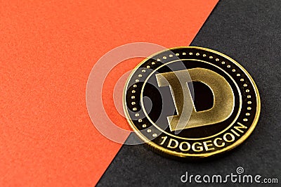 Dogecoin DOGE cryptocurrency means of payment in the financial sector Editorial Stock Photo