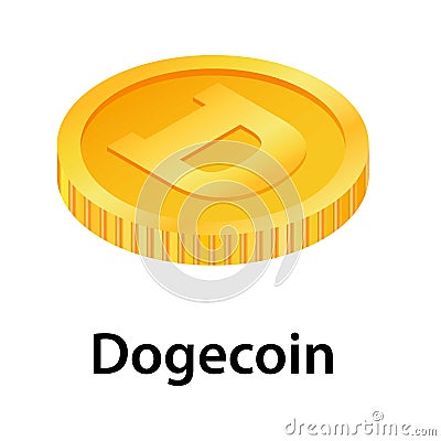 Dogecoin icon, isometric style Vector Illustration