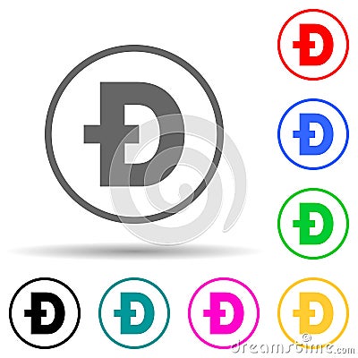 dogecoin multi color style icon. Simple glyph, flat vector of crepto currency icons for ui and ux, website or mobile application Editorial Stock Photo