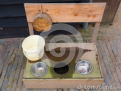 Doggy bar at a cafe in the Nature of heeze, Netherlands Editorial Stock Photo