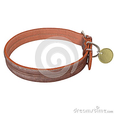 Doggy leather collar on an isolated white background. 3d illustration Cartoon Illustration