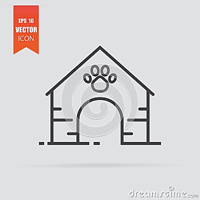Doghouse icon in flat style isolated on grey background Vector Illustration