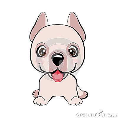 Happy cartoon puppy sitting, Dog friend. Vector illustration. Isolated on white background. Vector Illustration
